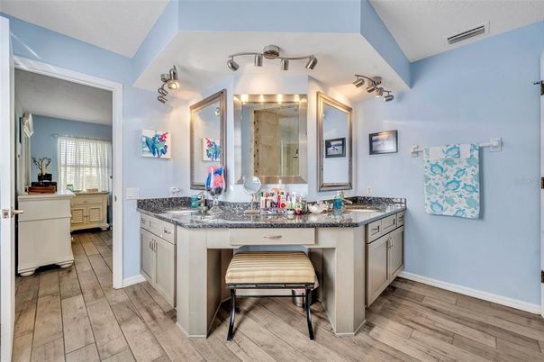 Bathroom, Dual Sink Vanities, Interior, Wood Texture Flooring