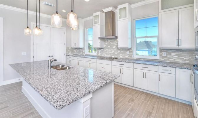 Interior, Kitchen, Pendant Lights, Recessed Lighting, Wood Texture Flooring