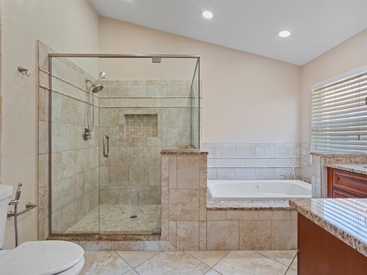 Bathroom, Glass Shower, Interior, Recessed Lighting