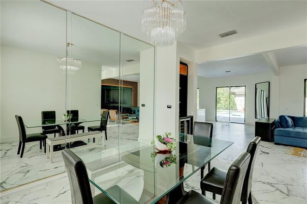 Chandelier, Dining room, Interior, Marble