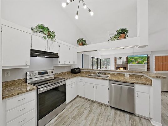 Interior, Kitchen, Stainless Steel Appliances, Wood Texture Flooring