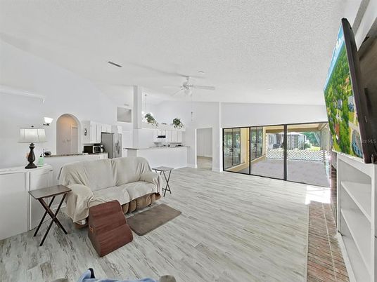 Interior, Kitchen, Living room, Stainless Steel Appliances, Wood Texture Flooring