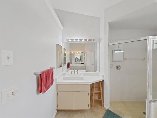 Bathroom, Glass Shower, Interior, Wood Texture Flooring