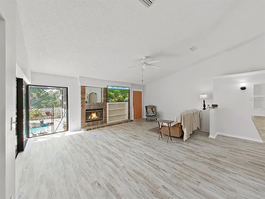 Fireplace, Interior, Wood Texture Flooring