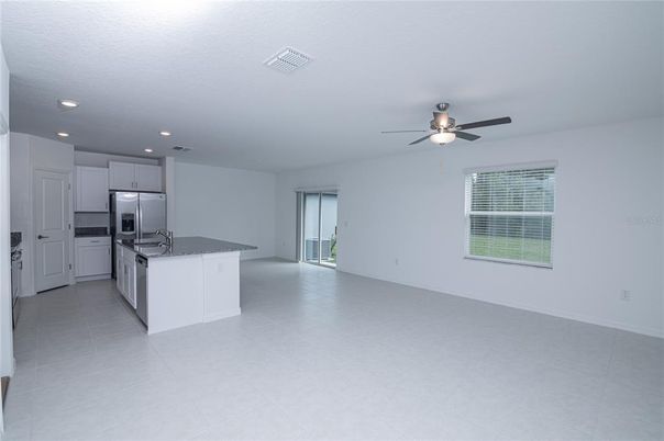 Empty room, Interior, Kitchen, Recessed Lighting, Stainless Steel Appliances