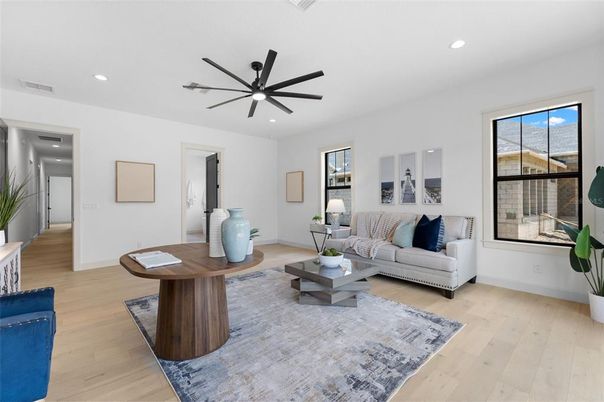 Interior, Living room, Recessed Lighting, Wood Texture Flooring