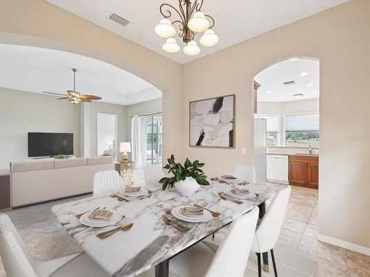 Dining room, Interior, Living room, Pendant Lights, Recessed Lighting