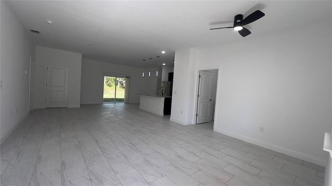 Empty room, Interior, Kitchen, Marble, Pendant Lights, Recessed Lighting