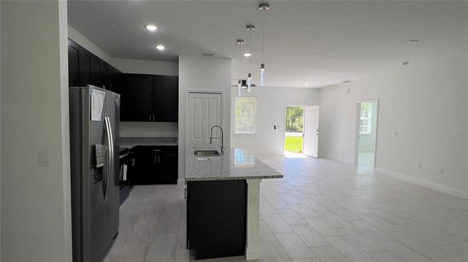 Interior, Kitchen, Pendant Lights, Recessed Lighting, Wood Texture Flooring