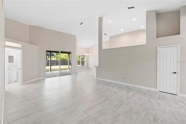 Empty room, Interior, Marble, Pendant Lights, Recessed Lighting, Wood Texture Flooring