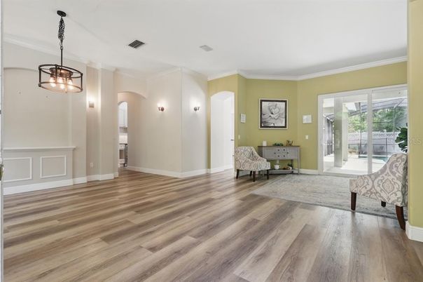 Interior, Pendant Lights, Wood Texture Flooring