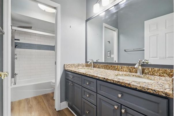 Bathroom, Dual Sink Vanities, Interior, Wood Texture Flooring