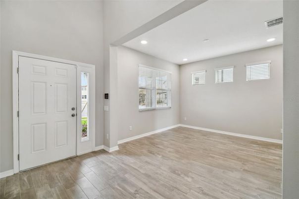 Empty room, Interior, Recessed Lighting, Wood Texture Flooring