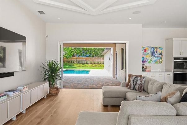 Interior, Living room, Recessed Lighting, Wood Texture Flooring