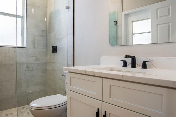 Bathroom, Glass Shower, Interior, Tile Countertops