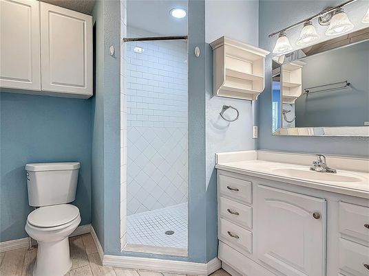 Bathroom, Interior, Recessed Lighting, Wood Texture Flooring