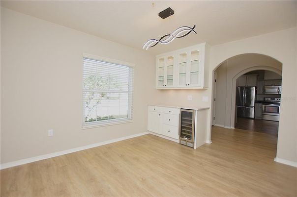 Interior, Kitchen, Pendant Lights, Stainless Steel Appliances, Wood Texture Flooring