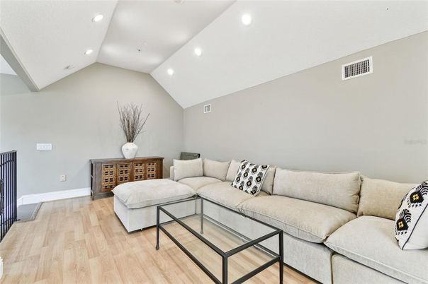 Interior, Living room, Recessed Lighting, Wood Texture Flooring