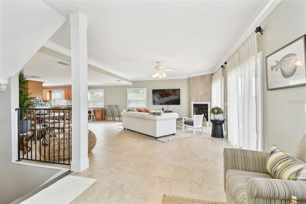 Fireplace, Interior, Living room, Recessed Lighting