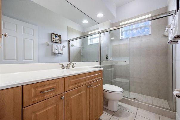 Bathroom, Glass Shower, Interior, Recessed Lighting