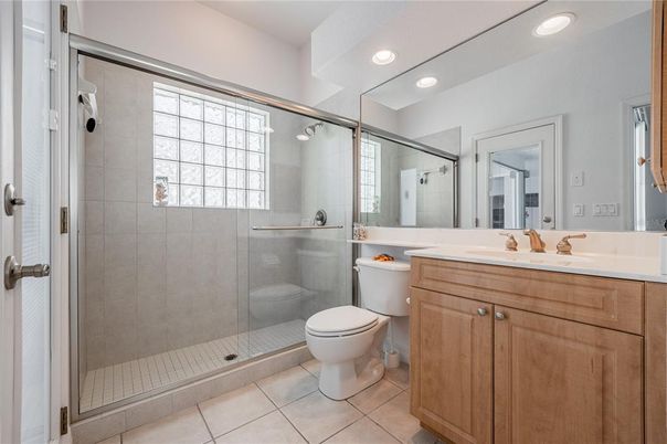 Bathroom, Glass Shower, Interior, Recessed Lighting