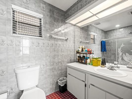 Bathroom, Dual Sink Vanities, Glass Shower, Interior, Recessed Lighting