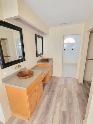 Bathroom, Dual Sink Vanities, Interior, Wood Texture Flooring
