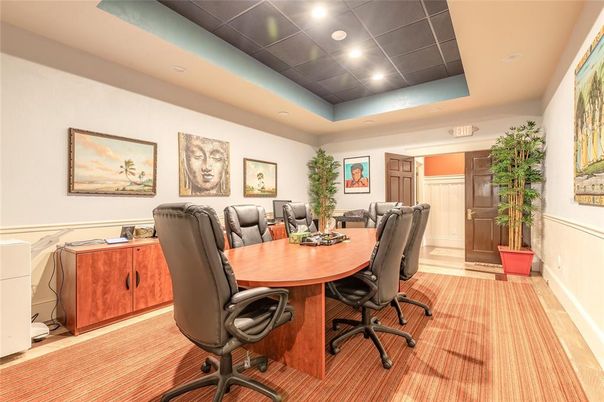 Home Office, Interior, Recessed Lighting, Wood Texture Flooring