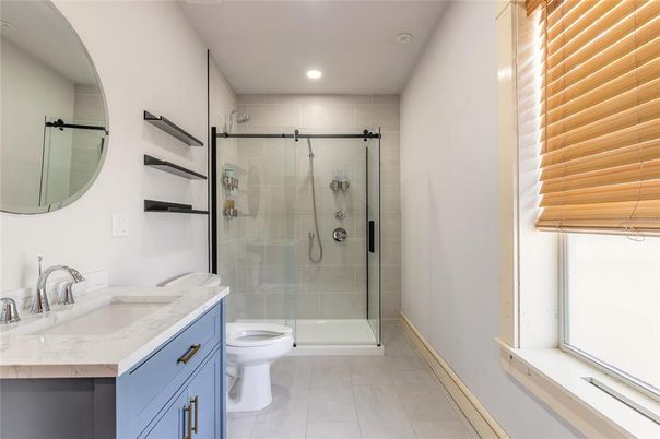 Bathroom, Glass Shower, Interior, Recessed Lighting
