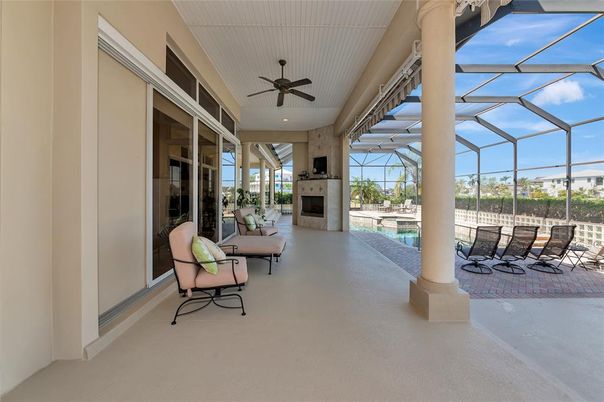 Fireplace, Glass Ceilings, Interior, Pool, Sun Room