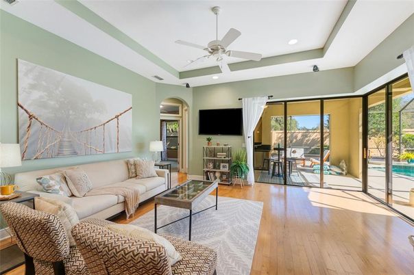 Interior, Living room, Recessed Lighting, Wood Texture Flooring