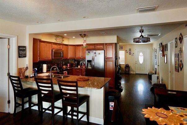 Interior, Kitchen, Pendant Lights, Recessed Lighting, Wood Texture Flooring