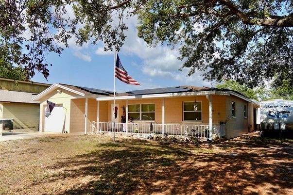 Backyard, Exterior, Facade, Solar Panels, Ranch