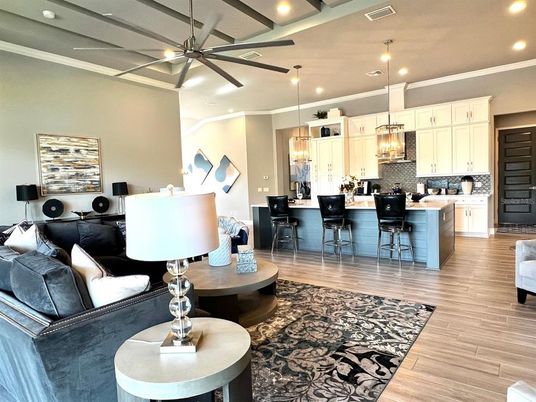 Interior, Kitchen, Living room, Pendant Lights, Recessed Lighting, Wood Texture Flooring