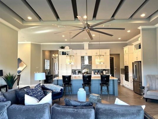 Interior, Kitchen, Living room, Pendant Lights, Recessed Lighting, Stainless Steel Appliances, Wood Texture Flooring