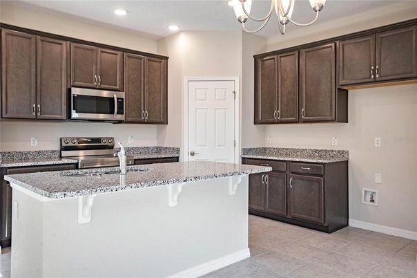 Chandelier, Interior, Kitchen, Recessed Lighting, Stainless Steel Appliances