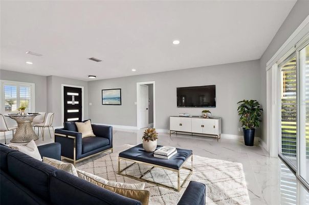 Dining room, Interior, Living room, Marble, Recessed Lighting