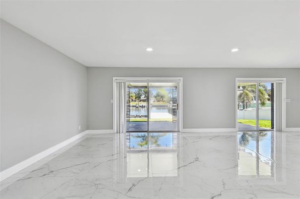 Empty room, Interior, Marble, Recessed Lighting, Water