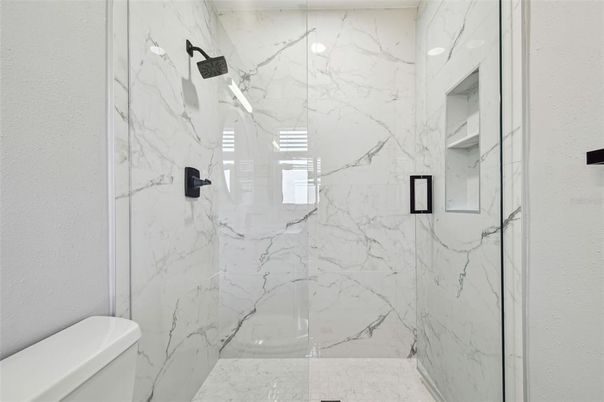 Bathroom, Glass Shower, Interior, Marble Walls