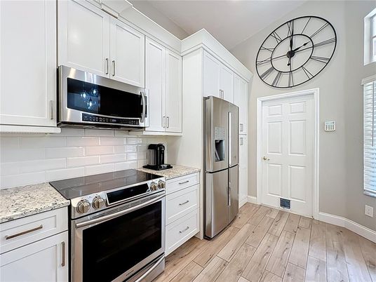Interior, Kitchen, Stainless Steel Appliances, Wood Texture Flooring