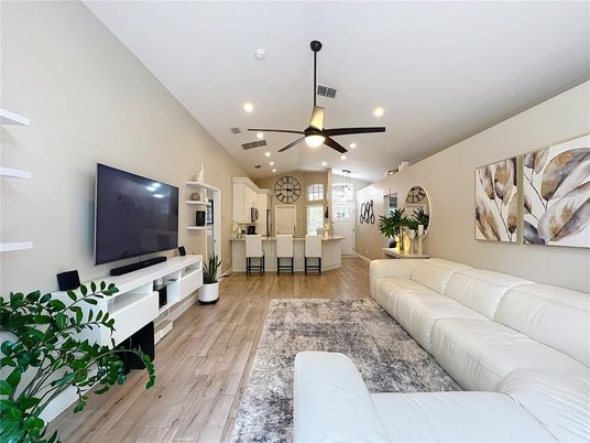 Interior, Kitchen, Living room, Recessed Lighting, Wood Texture Flooring