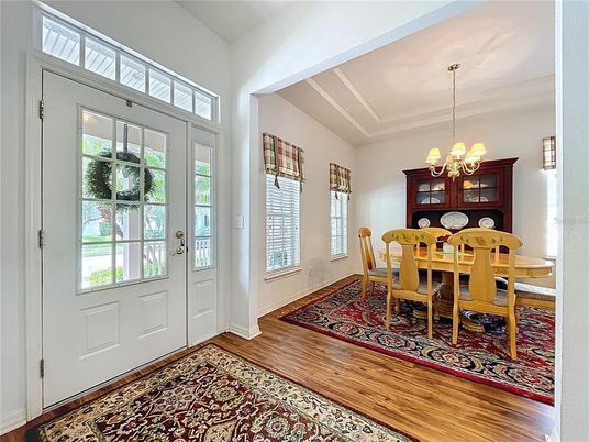 Chandelier, Dining room, Interior, Wood Texture Flooring