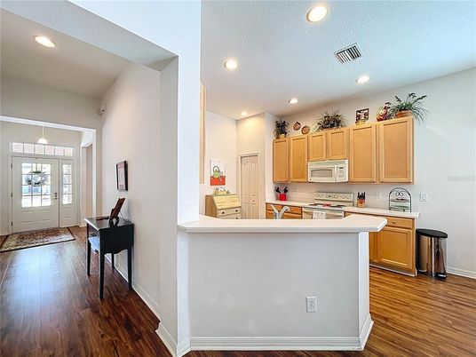 Interior, Kitchen, Recessed Lighting, Wood Texture Flooring
