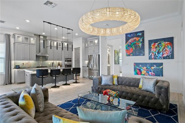 Interior, Kitchen, Living room, Pendant Lights, Recessed Lighting, Stainless Steel Appliances, Wood Texture Flooring