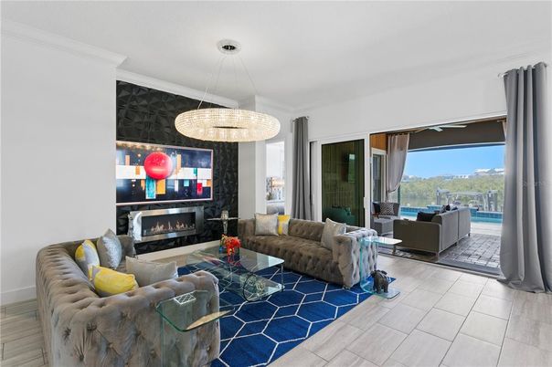 Fireplace, Interior, Living room, Pendant Lights