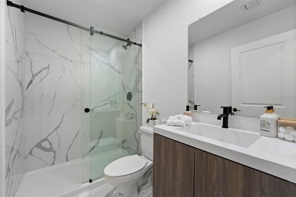 Bathroom, Glass Shower, Interior, Marble Walls