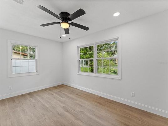 Empty room, Interior, Recessed Lighting, Wood Texture Flooring
