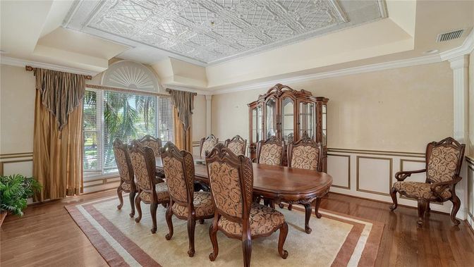 Dining room, Interior, Wood Texture Flooring