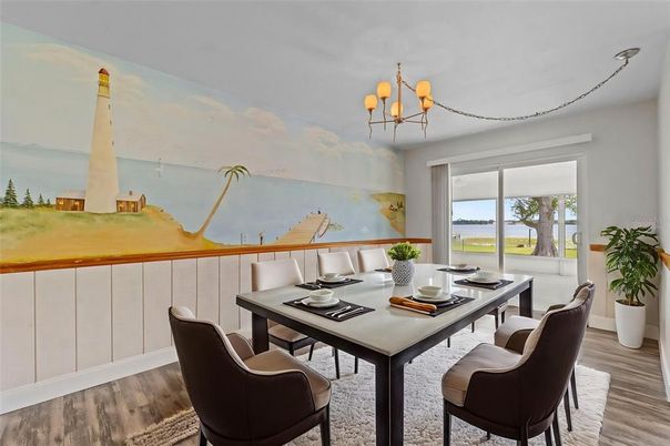 Chandelier, Dining room, Interior, Wood Texture Flooring
