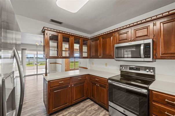 Interior, Kitchen, Stainless Steel Appliances, Wood Texture Flooring